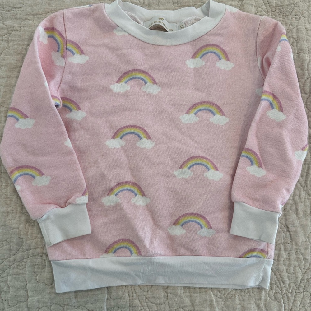 Sal and Pimenta Light Pink Rainbow Sweatshirt, 2T